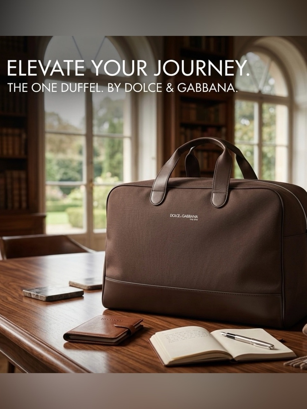 Dolce & Gabbana The One. Chocolate Brown Men’s Duffel with Leather Trim